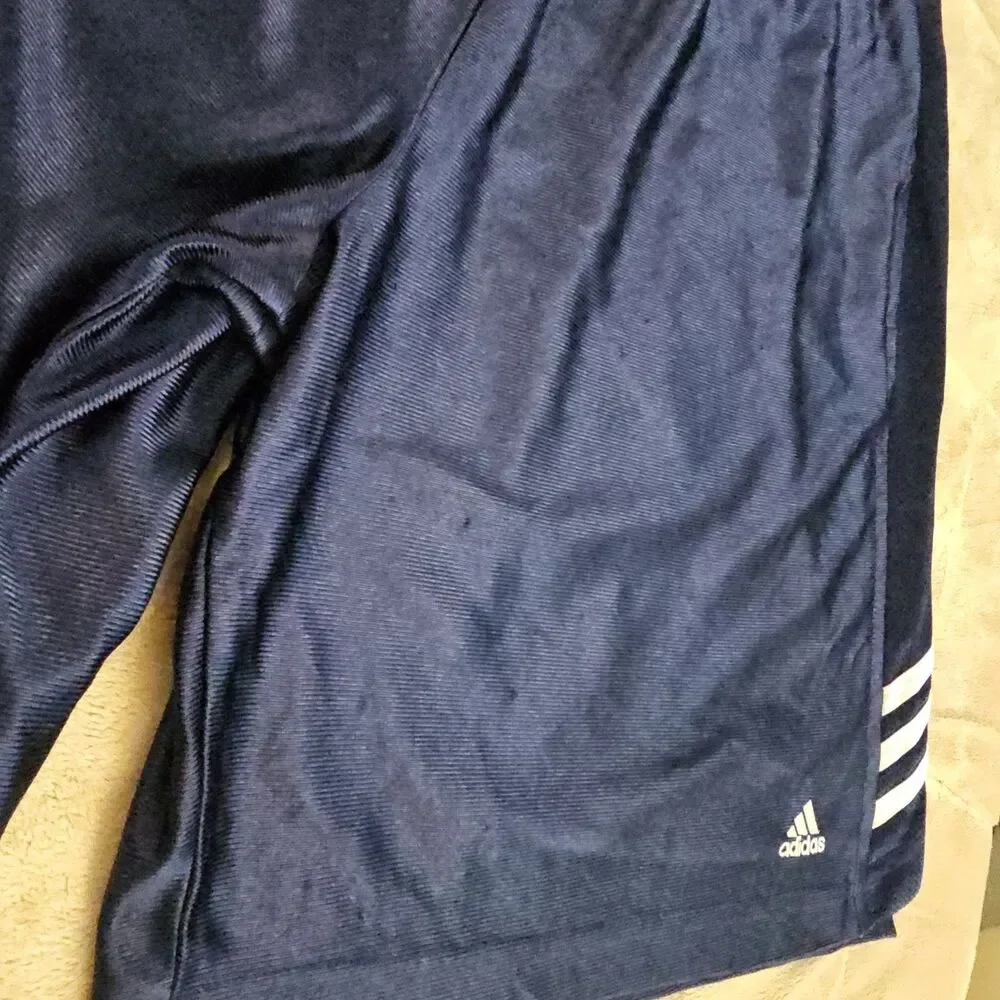 Vintage 2002 Adidas Dazzle Basketball Shorts Men's L Navy 3 Stripes Y2K Shiny